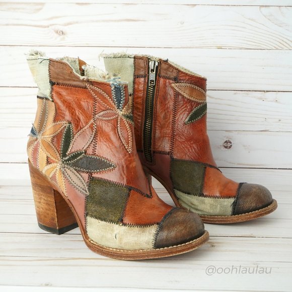 Freebird Patchwork Flower Leather Boots 